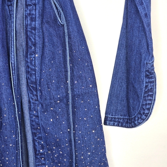 Fendi Diamonte Vintage Blue Denim Long-Sleeve Coat with Fringe - Picture 5 of 16